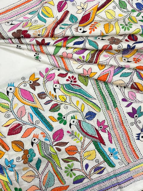 Bird Theme Kanthawork Saree