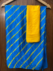 SKY BLUE Lehariya Saree