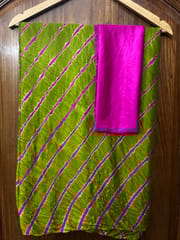 MEHNDI GREEN Lehariya Saree