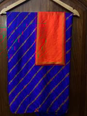 BLUE n ORANGE Lehariya Saree