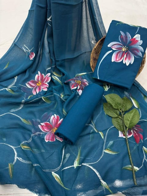 Hand Painted Dress Material