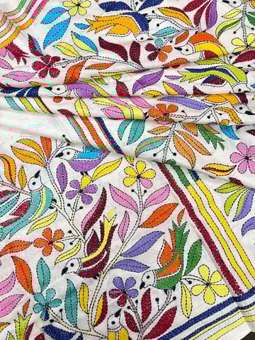 BIRD PARADISE Kanthawork Saree