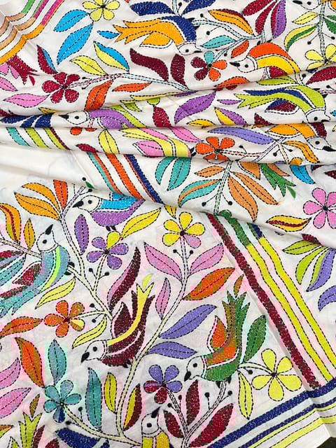 BIRD PARADISE Kanthawork Saree