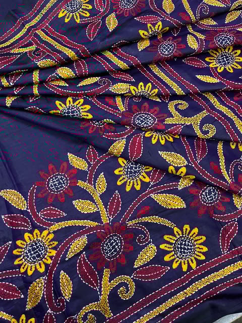 HAPPY FLOWERS Kanthawork Saree
