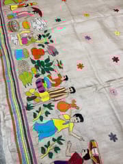 Pure Tussar VILLAGE THEME Kanthawork Saree