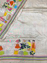 Pure Tussar VILLAGE THEME Kanthawork Saree