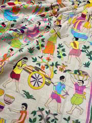 Pure Tussar VILLAGE THEME Kanthawork Saree