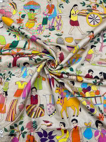 Pure Tussar VILLAGE THEME Kanthawork Saree