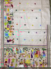 Pure Tussar VILLAGE THEME Kanthawork Saree