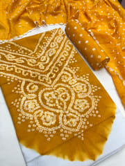 Bandhani Dress Material - MANGO YELLOW