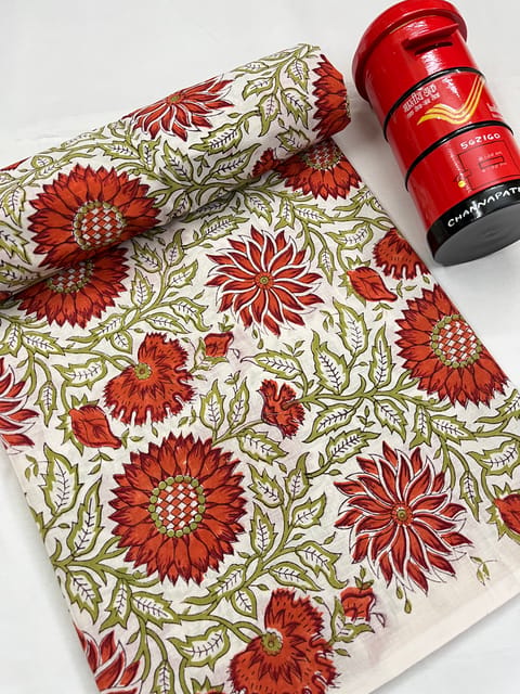 FLORAL Block Print Fabric