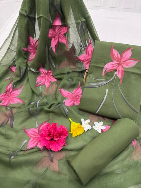 Hand Painted Dress Material