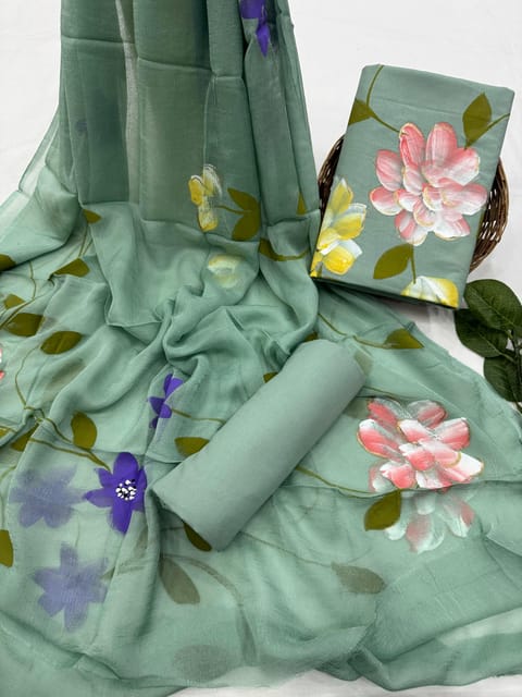 Hand Painted Dress Material