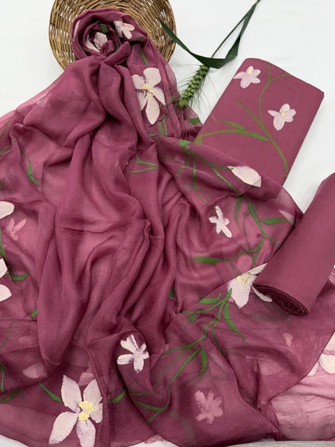 Hand Painted Dress Material