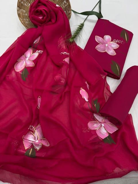 Hand Painted Dress Material