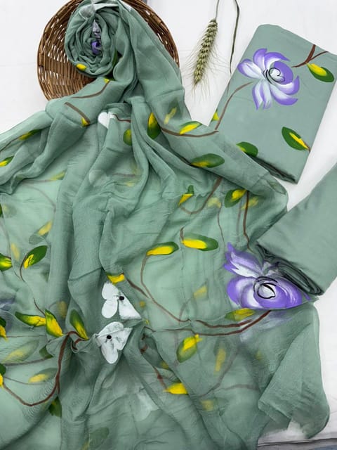 Hand Painted Dress Material