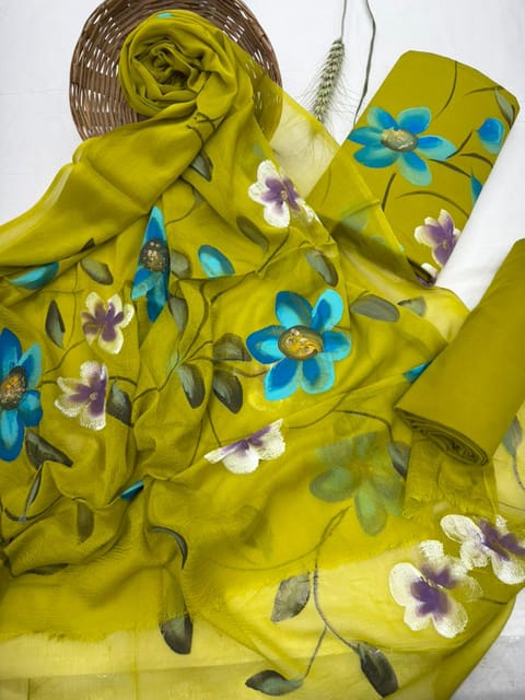 Hand Painted Dress Material