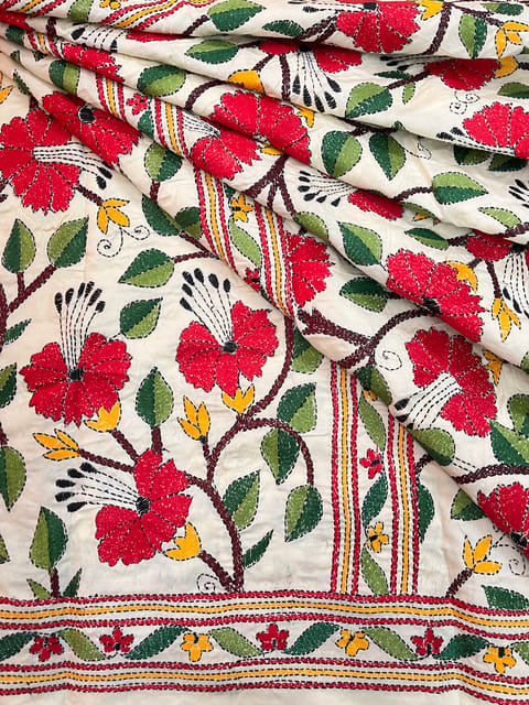 MANDHARA Tussar Silk Kanthawork Saree