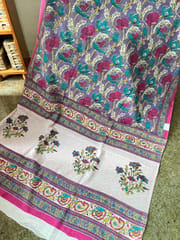 Mulmul Cotton Block Print Saree