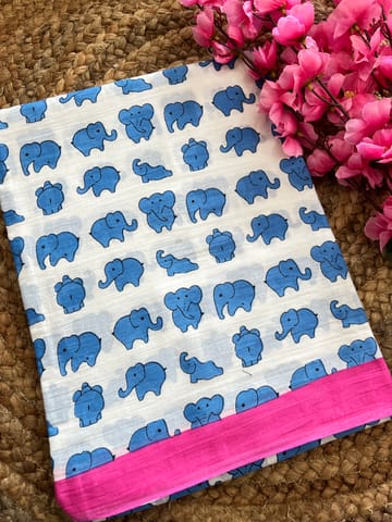 Mulmul Cotton Block Print Saree