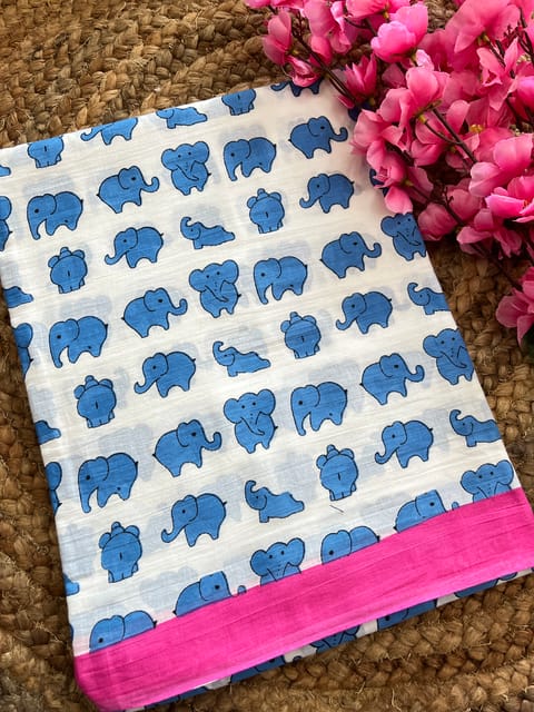 Mulmul Cotton Block Print Saree