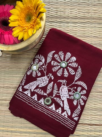 BTBP5 Bird Theme Kanthawork Blouse Piece