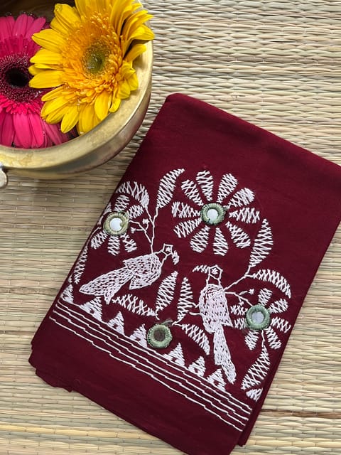 BTBP5 Bird Theme Kanthawork Blouse Piece