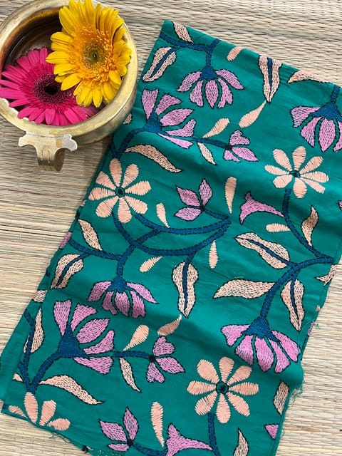 Flora Designer Kanthawork Blouse Piece
