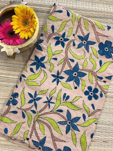 Flora Designer Kanthawork Blouse Piece