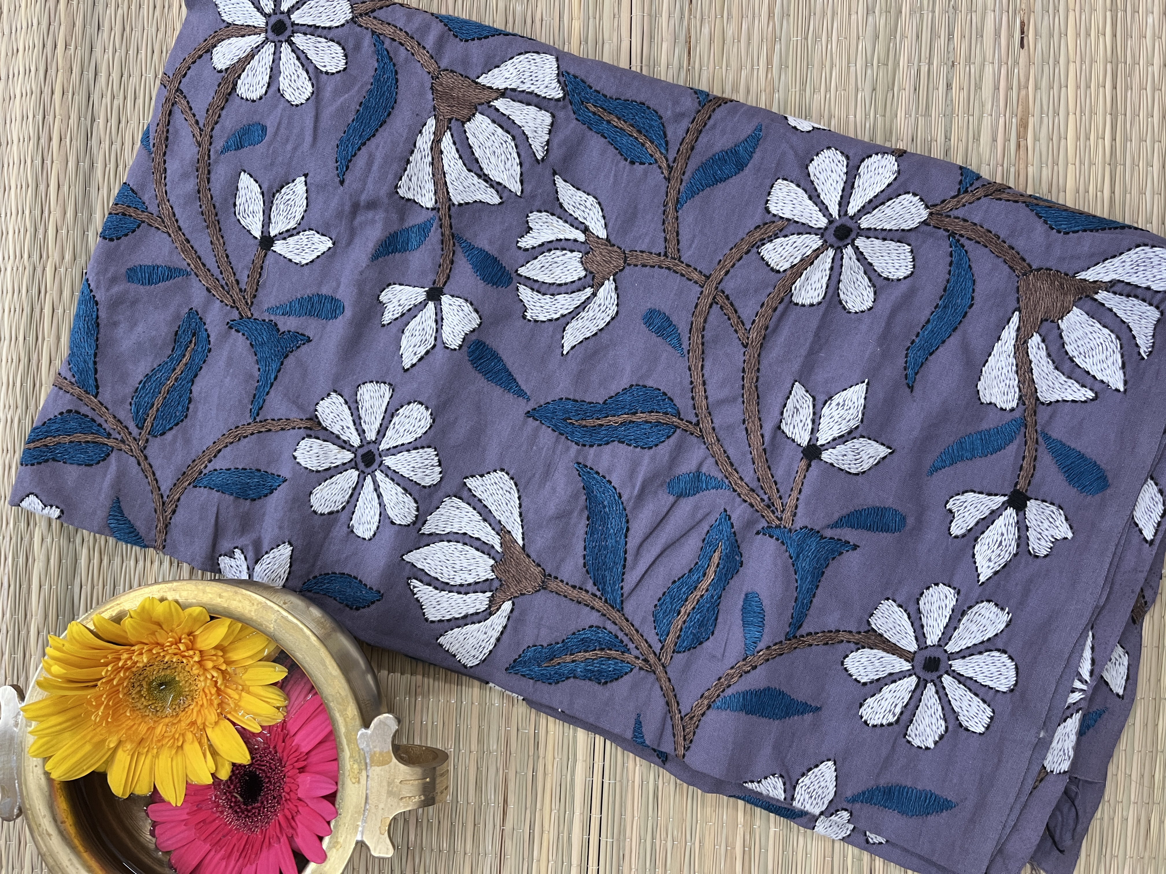Flora Designer Kanthawork Blouse Piece