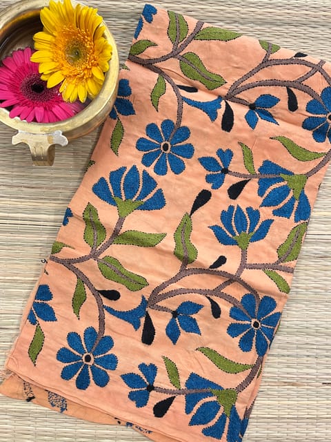 Flora Designer Kanthawork Blouse Piece