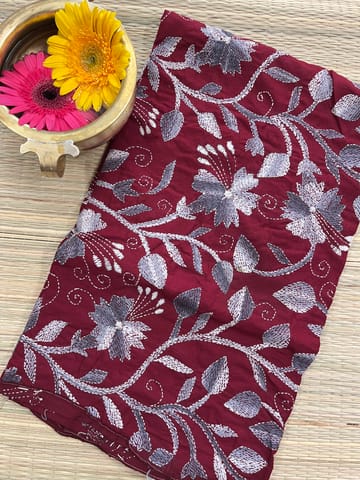 Flora Designer Kanthawork Blouse Piece