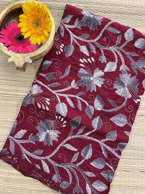 Flora Designer Kanthawork Blouse Piece