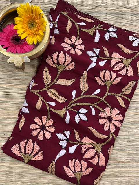 Flora Designer Kanthawork Blouse Piece