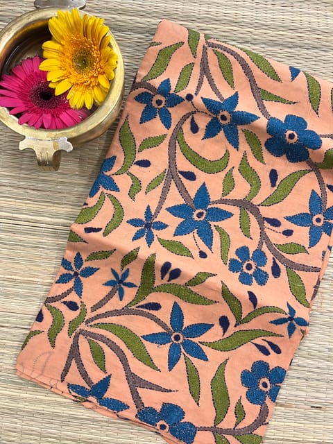 Flora Designer Kanthawork Blouse Piece