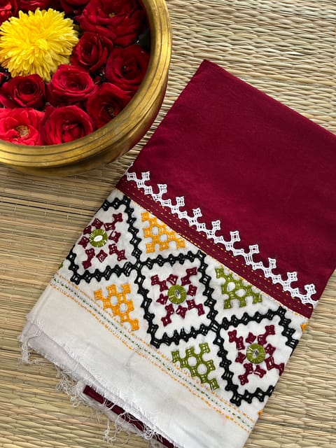 DKUBP85 Dual Color Kutchwork Blouse Piece