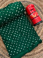 BOTTLE GREEN Bandhani Fabric