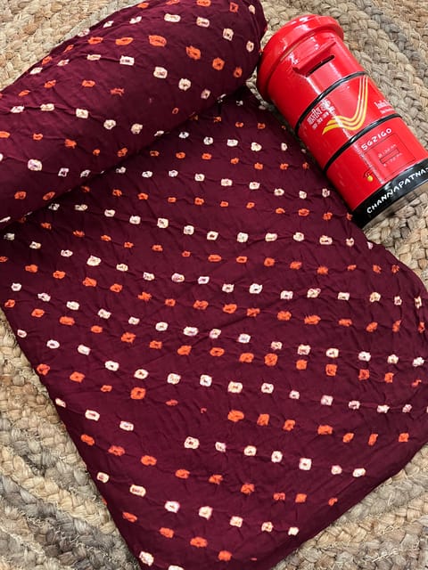 BURGUNDY Bandhani Fabric